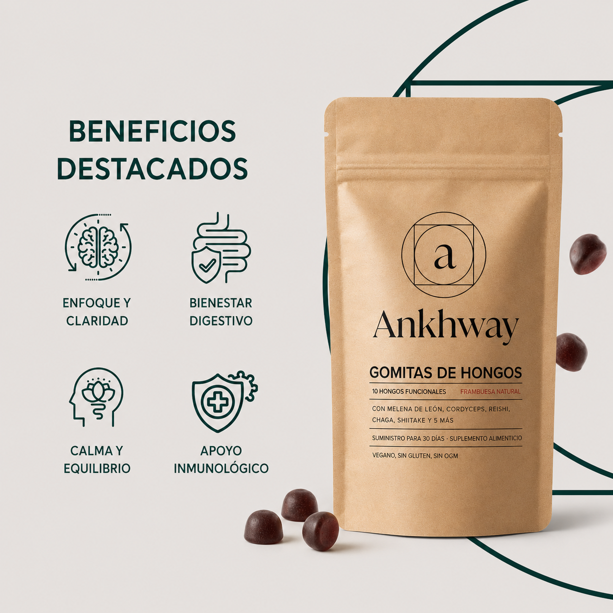 ANKHWAY GOMITAS CON COMPLEJO INTEGRAL DE 10 HONGOS